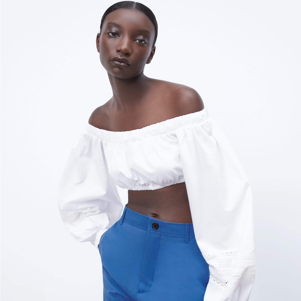 Zara Cropped White top